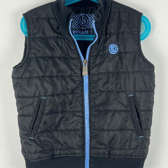 Venom Kids Windbreaker Vest Size 5 Black Full Zip Pockets Lined Insulated - Picture 1 of 7